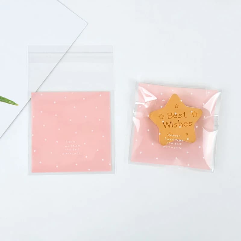 Sacs à bonbons transparents de 7cm, 100 pièces/lot, sac en plastique transparent pour biscuits, sac