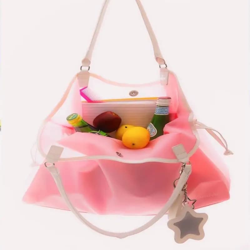 Sac à main transparent en PVC couleur bonbon, imperméable, grande capacité, sac bandoulière portable