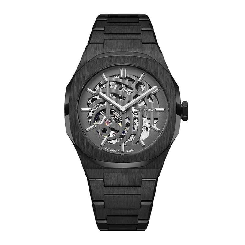 Montre mécanique automatique de style sportif pour hommes, design de cadran entièrement ajouré trans