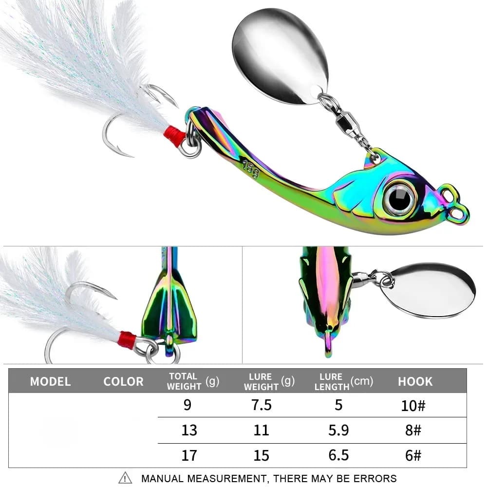 Spinner appât 7g 10g 15g métal Vib leurre de pêche à la traîne cuillère rotative Wobbler coulant app