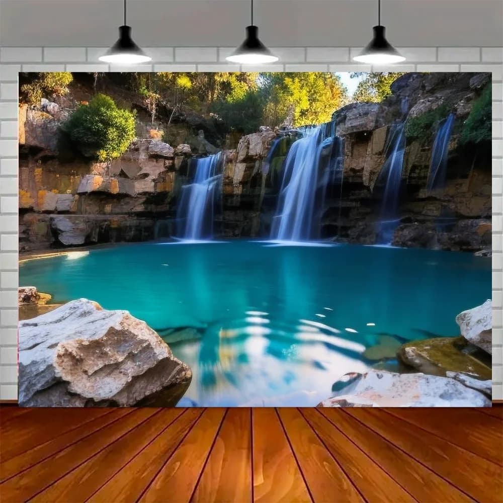 Toile de fond de photographie de paysages naturels du monde, cascade, défilement d'eau, décoration d