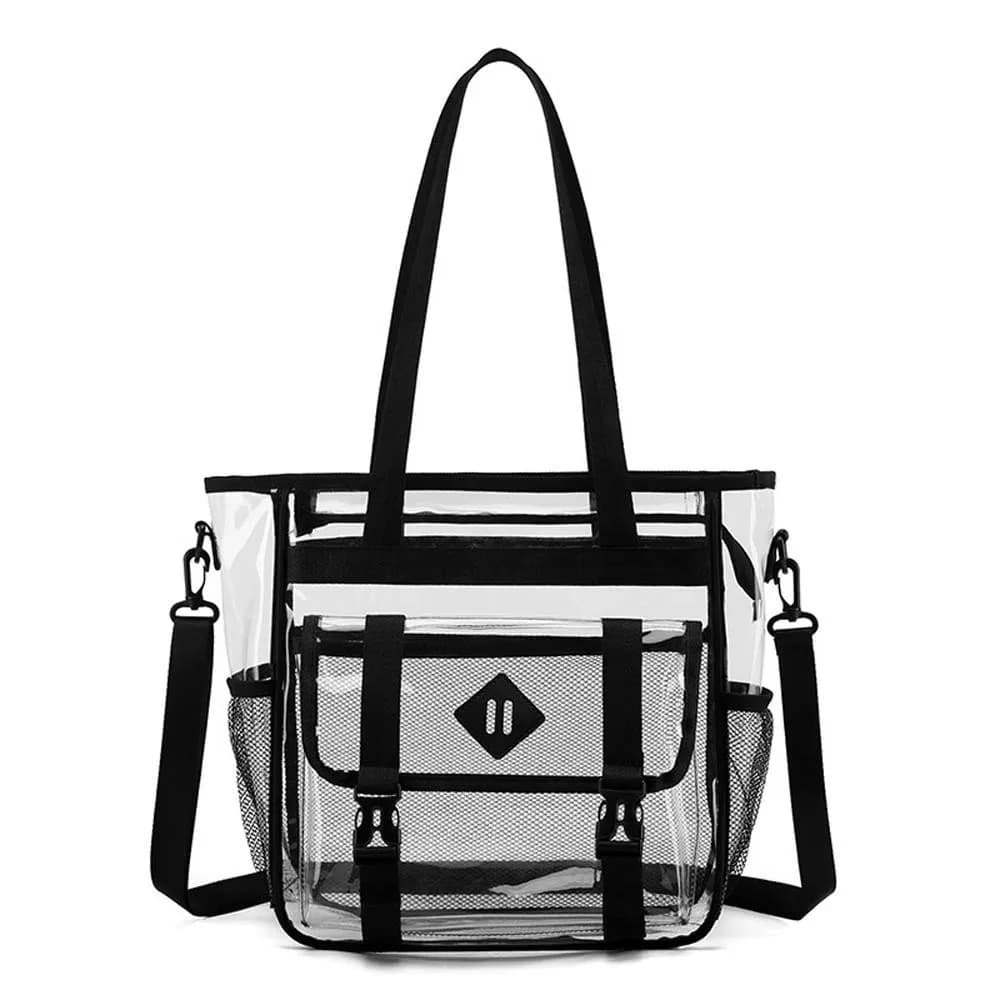 Sac à main de plage transparent couleur bonbon, grande capacité, multi-poches, sac bandoulière en ge