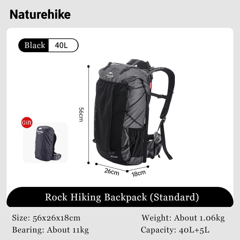 Natureifa-Sac à dos d'escalade de camping avec housse de pluie, sac de voyage d'alpinisme militaire,