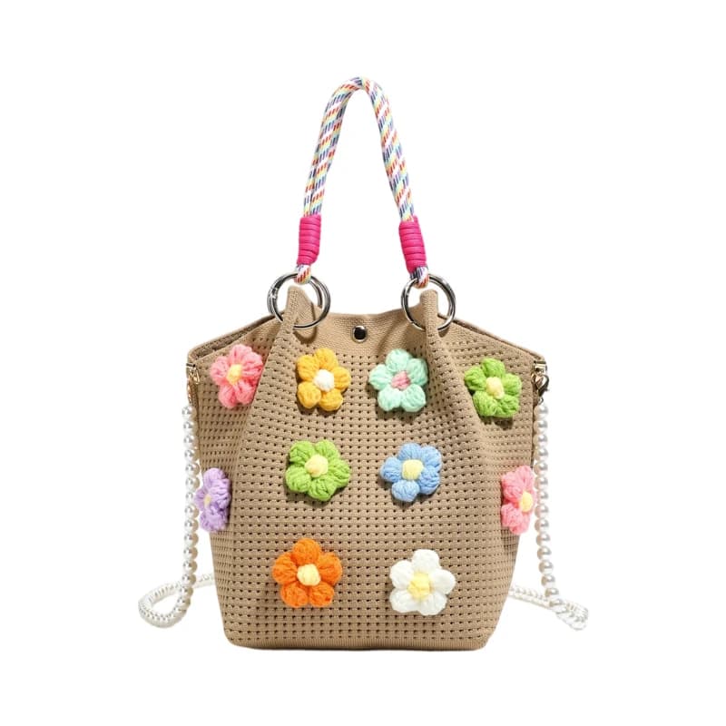 Sac fourre-tout tricoté grande capacité pour femme, sac à bandoulière au crochet fait main tendance,