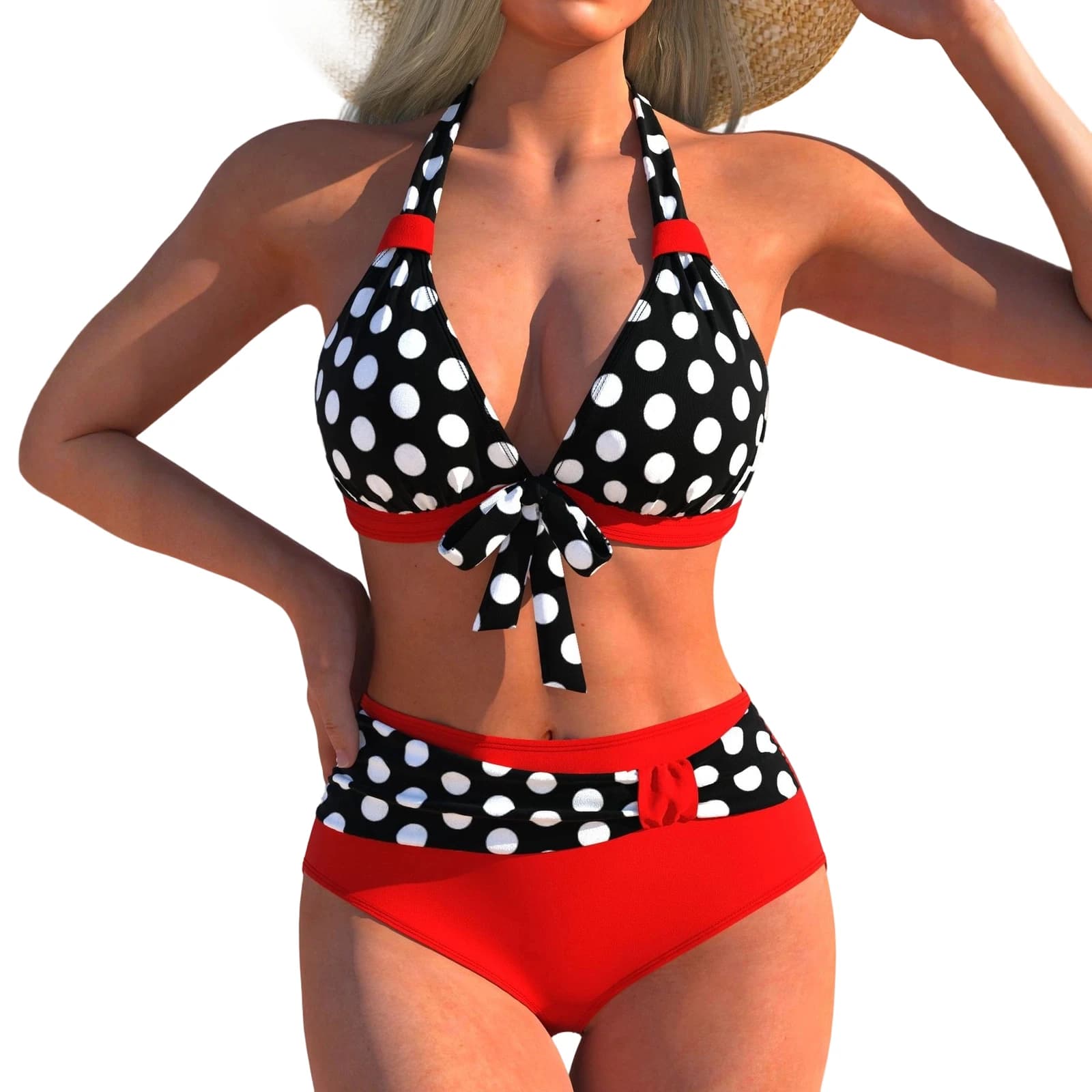 Ensemble de bikini sexy, mode estivale, maillot de bain à pois et rayures colorées pour la plage et