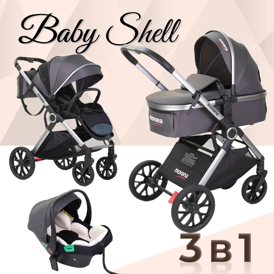 Poussette bébé multifonctionnelle haut de gamme 3 en 1 avec fonction assise et couchée, poussette bé