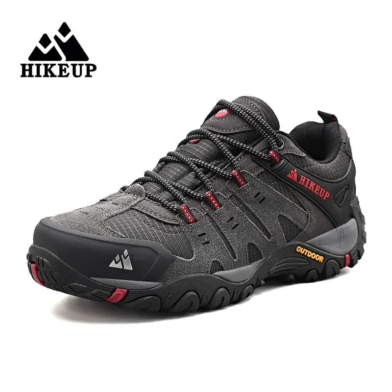 HIKEUP-Chaussures de randonnée en cuir suédé pour homme, baskets d'extérieur résistantes à l'usure,