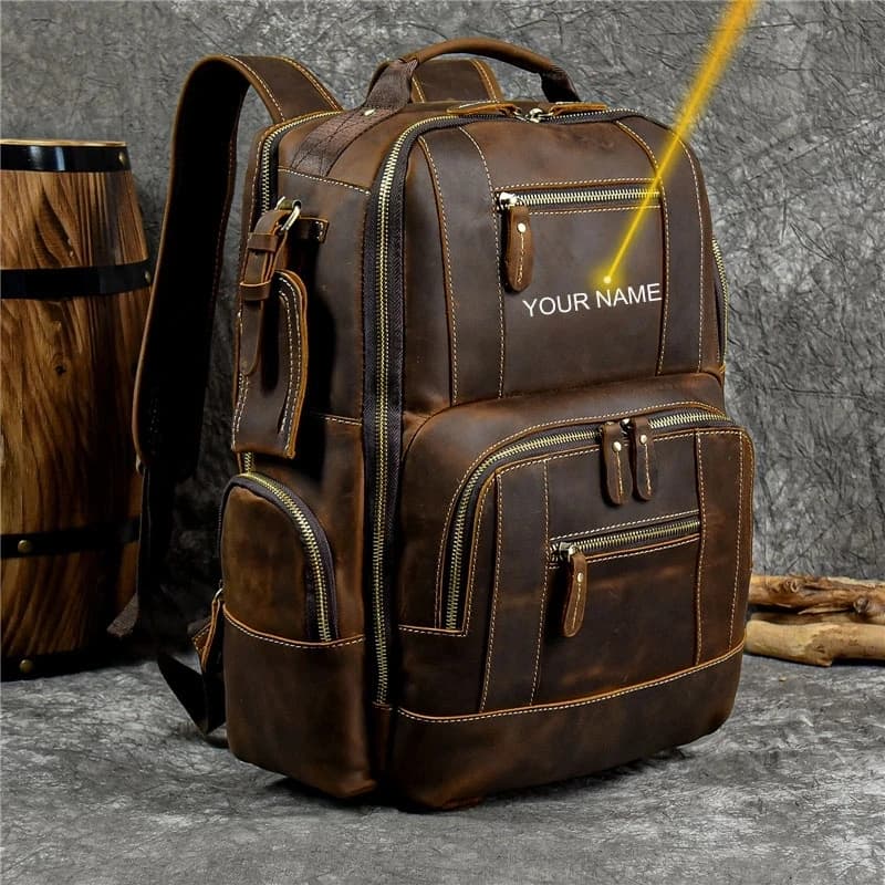 Luufan Vintage en cuir véritable homme voyage sac à dos Fit 15 "ordinateur portable sac à dos en cui