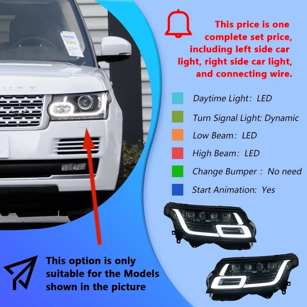 Ensemble de phares automobiles LED pour Land Rover Range Rover Executive Sport 2013 – 2022, mise à n