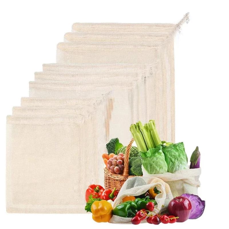 Sacs à légumes en maille de coton biologique