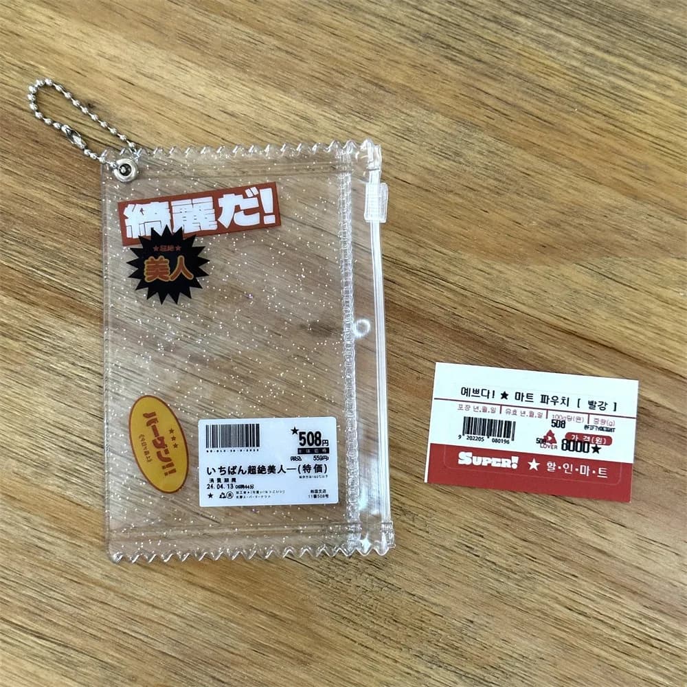 INS – sac à bonbons Transparent brillant, housse de protection transparente, pochettes pour cartes,