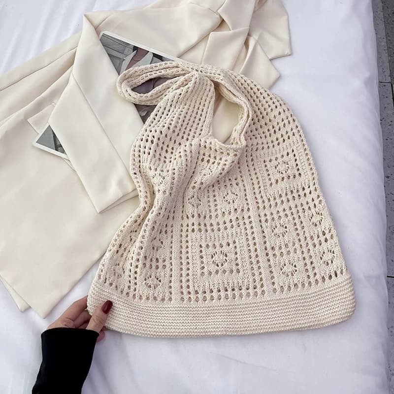 Mode Crochet fourre-tout sacs pour femmes maille évider tricoté sac à bandoulière décontracté dames