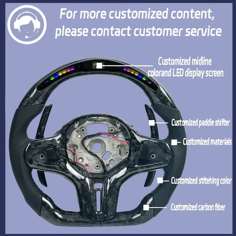 Volant de dehors Personnalisé en Fibre de Carbone Forgée, Cuir group pour Jeep Wrangler JL 2018-2023