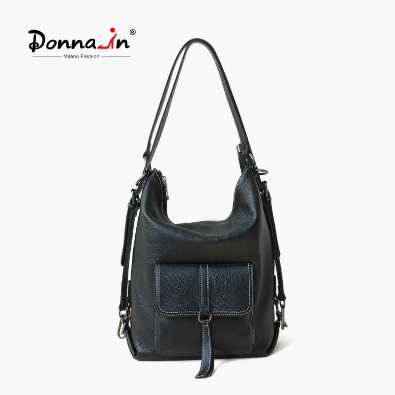 DONNAIN Sac à dos de poche décontracté unisexe, sacs à bandoulière classiques en cuir de veau nature