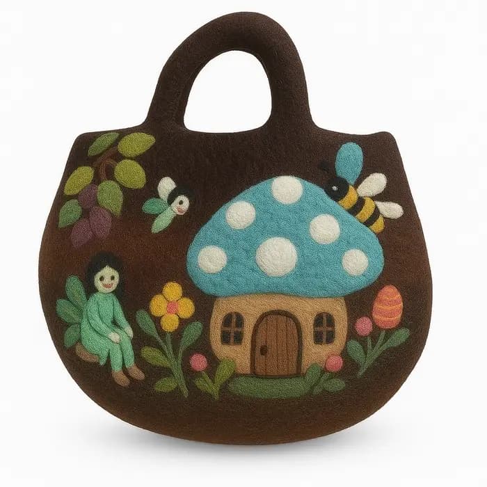 Fairy Garden Felted Bag - 35x27cm