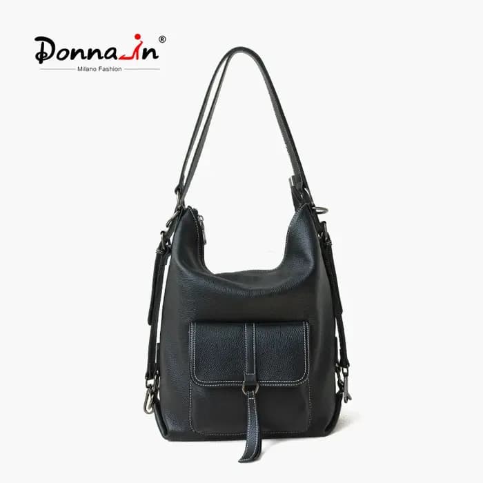 DONNAIN Sac à dos de poche décontracté unisexe, sacs à bandoulière classiques en cuir de veau nature