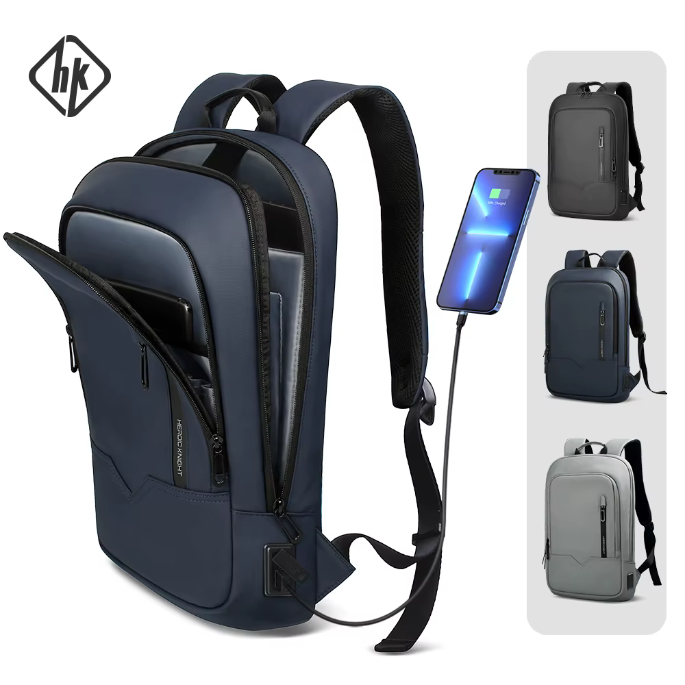 HcanKcan-Sac à Dos Mince pour Homme, Sacoche pour Ordinateur Portable 14 Pouces, Business, Multifonc