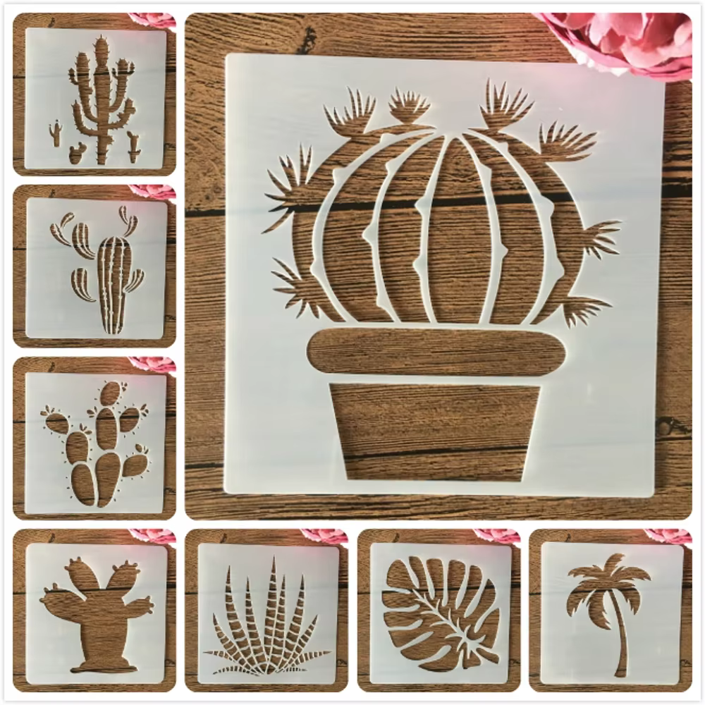 Pochoirs pour plantes succulentes Cactus, 8 pièces/ensemble 15cm, bricolage, couches, peinture mural