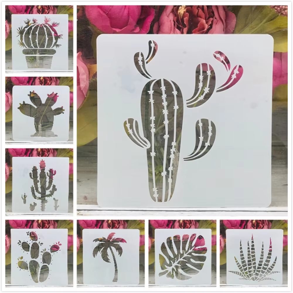 Pochoirs décoratifs pour peinture murale, plantes succulentes quantiques, scrapbooking, coloriage, g