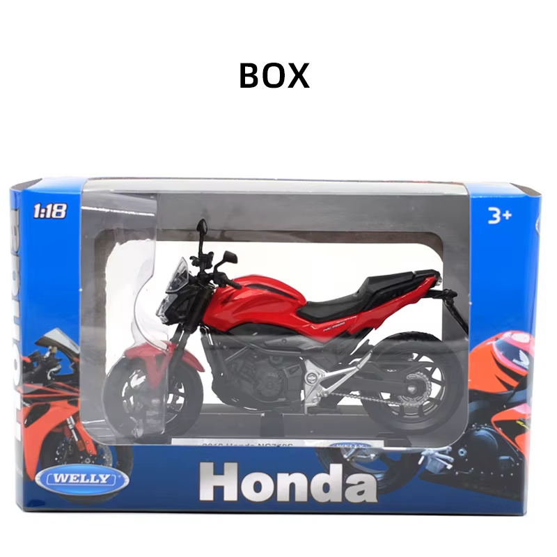 WELLY 1:18 2018 Honda NC750S Modèle de moto sportive de rue en alliage avec amortisseur fonctionnel,