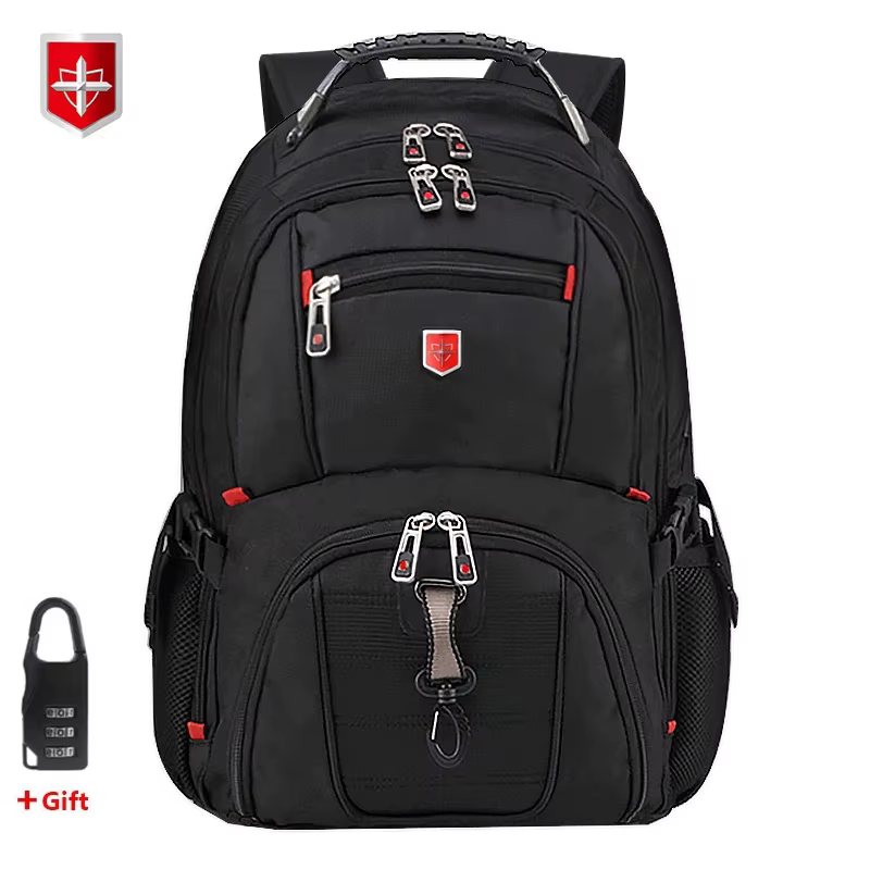 Sac à dos suisse étanche pour hommes, sacs à dos pour ordinateur portable 15.6/17 pouces, sacs de vo