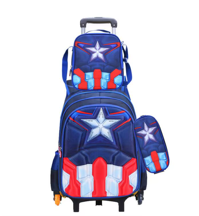 Ensemble de sacs troilley d'école pour garçons, ensemble de sacs à dos de chariot d'école, sac à déj