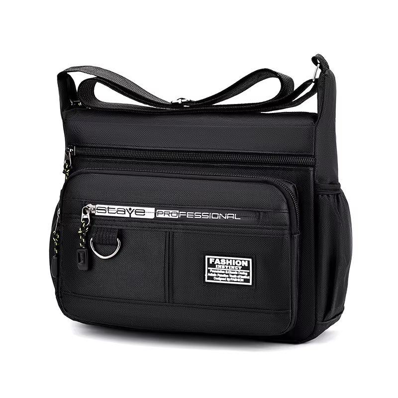 Sac à bandoulière pour hommes, sac de rangement décontracté et professionnel à la mode avec poches m