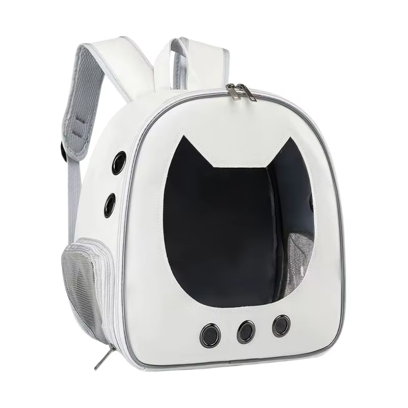 Sac à dos de transport pour chats et petits chiens, sac à dos de voyage respirant en PU avec fenêtre