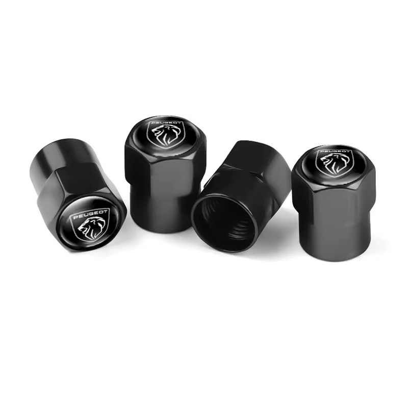 4 pièces de capuchons de valve de pneu de voiture avec logo Peugeot, accessoires de roue automobile 