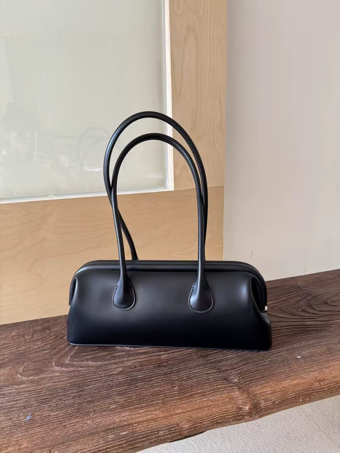 Sac à main en cuir de vache jaune clair pour femmes, fourre-tout de Bowling à Clip d'attraction magn