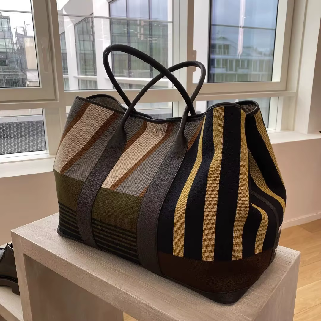 Sac fourre-tout de transport de grande capacité à rayures contrastées, sac de niche haut de gamme po