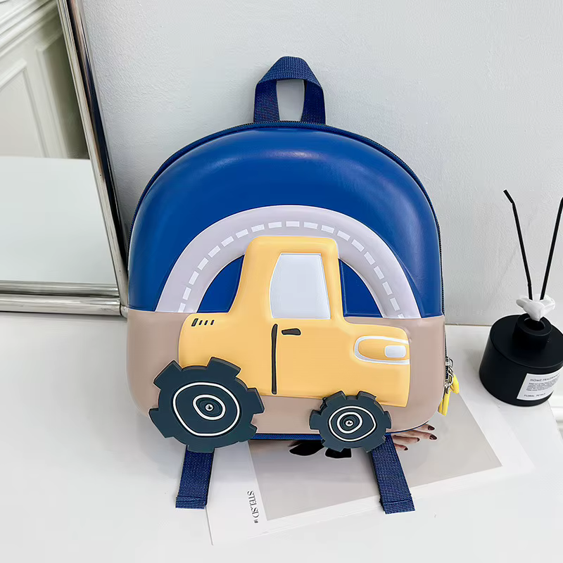 Sac à dos pour enfants en forme de voiture de dessin animé mignon, sac à dos léger et de grande capa