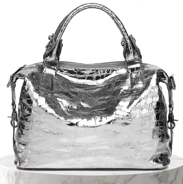 Sacs à main en cuir véritable brillant pour femmes, sacs à main en cuir de vache véritable tendance,