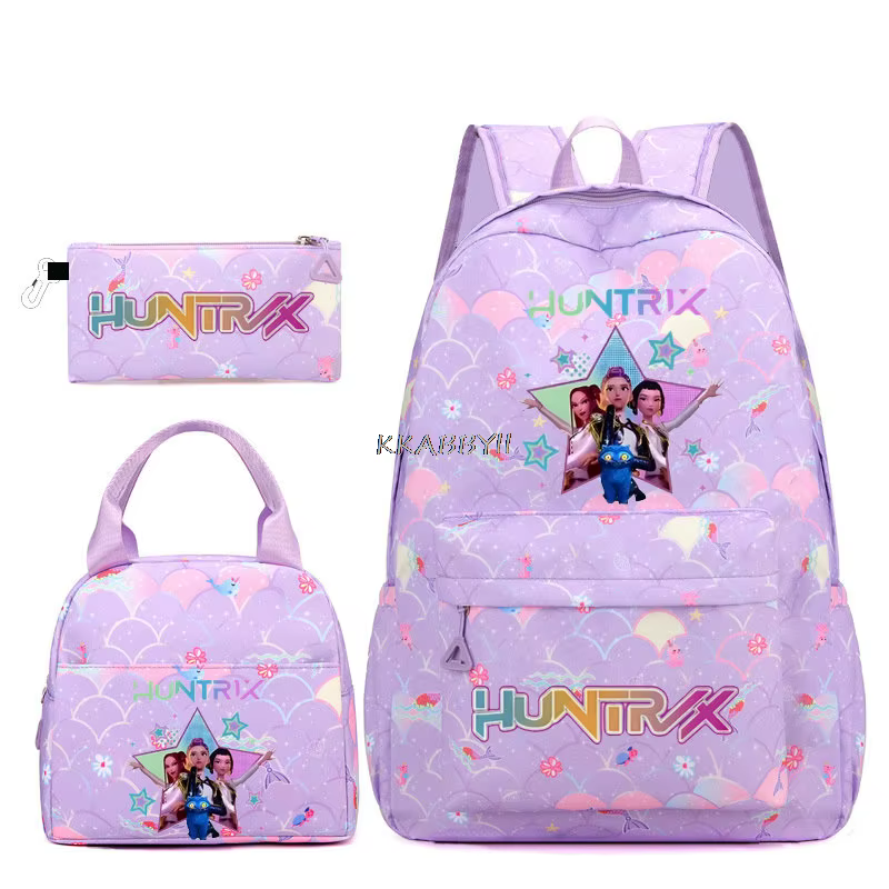 Ensemble de sacs à dos K-pop Demon Hunters, sac à dos de grande capacité, sacs à déjeuner, sacs à cr