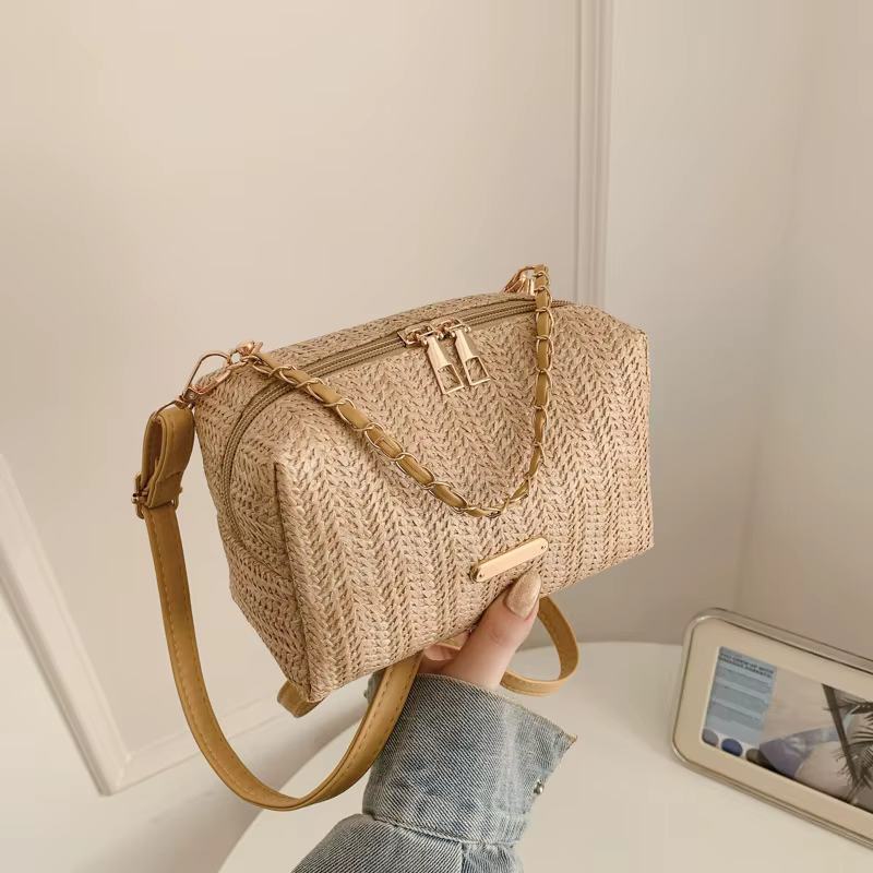 Sac à main femme en paille tressée élégant et tendance 2026, nouveau sac à chaîne simple, petit sac 