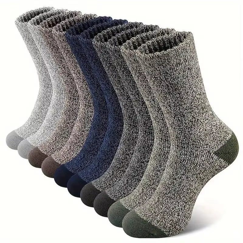 5 paires de chaussettes mi-mollet en laine mérinos pour hommes et femmes, chaussettes d'hiver thermi