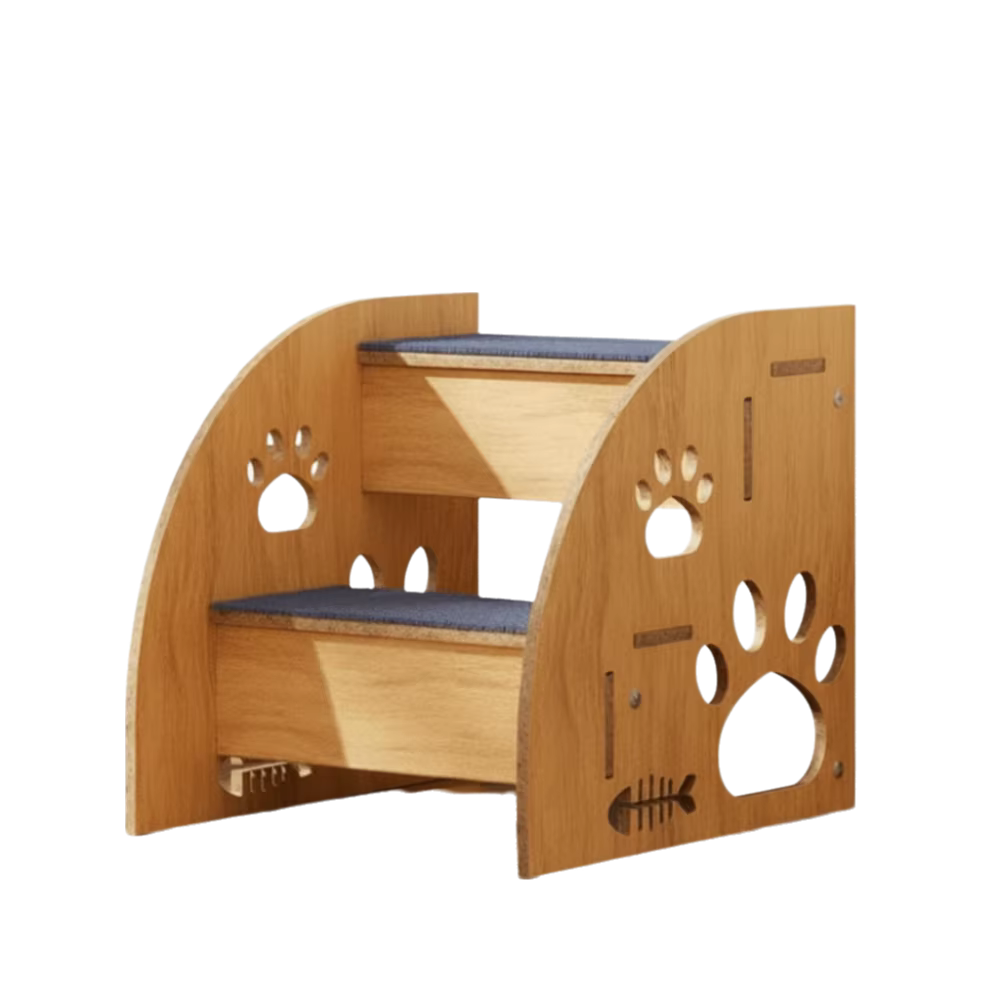 Escalier pour chien en bois antidérapant avec barrière de sécurité, robuste, amovible, résistant à l