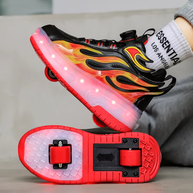 Baskets à roulettes enfant Sport chaussures de Sport patins à roulettes 4 roues USB Charge chaussure