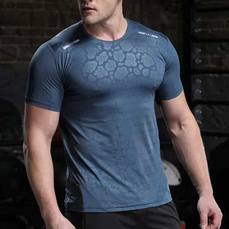 Hommes course Compression T-shirt coupe sèche à manches courtes Sport t-shirts mâle gymnase Fitness 
