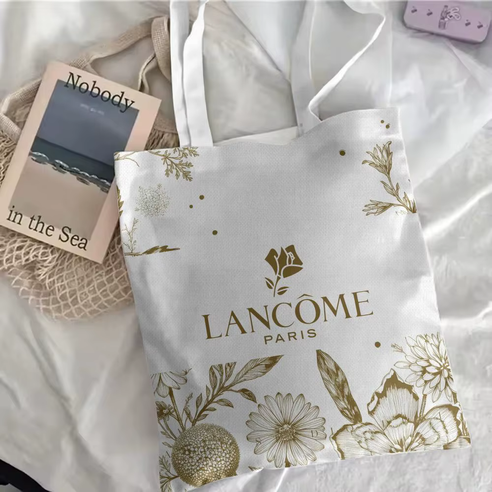 Sac fourre-tout esthétique en toile florale L-L-LancomeS : Grand sac à bandoulière réversible pour t