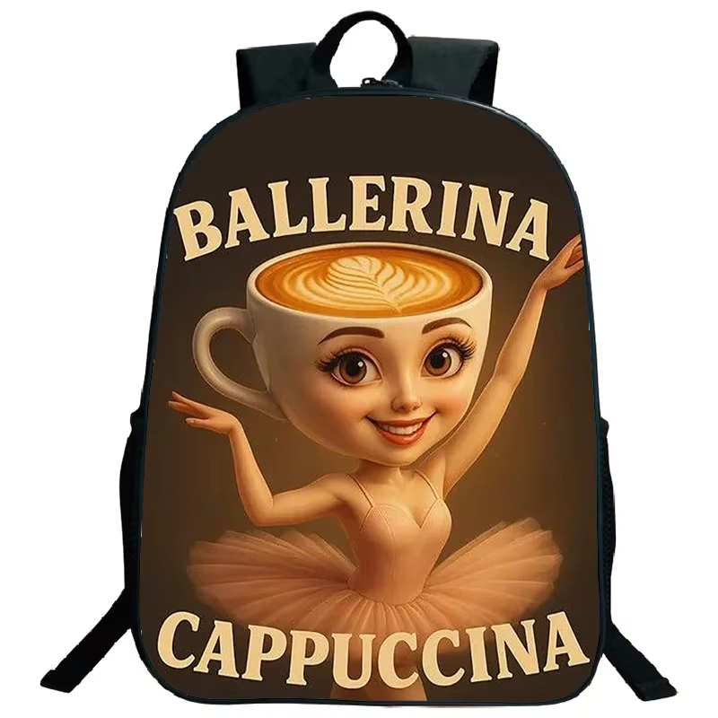 Sac à dos imprimé cerveau italien drôle pour garçons filles Cappuccino Assassino cartable enfants Bo