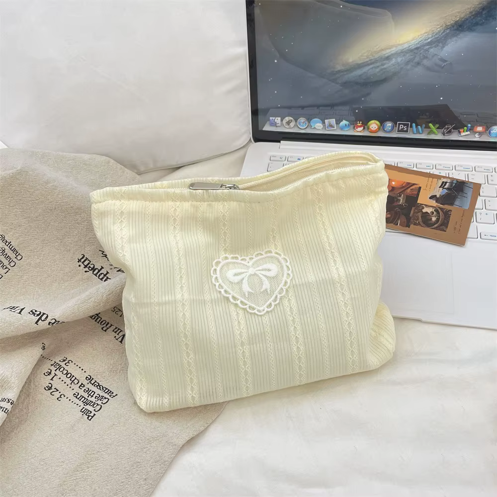 Nouveau Trousse de maquillage couleur bonbon, sac de papeterie à nœud papillon de grande capacité, p