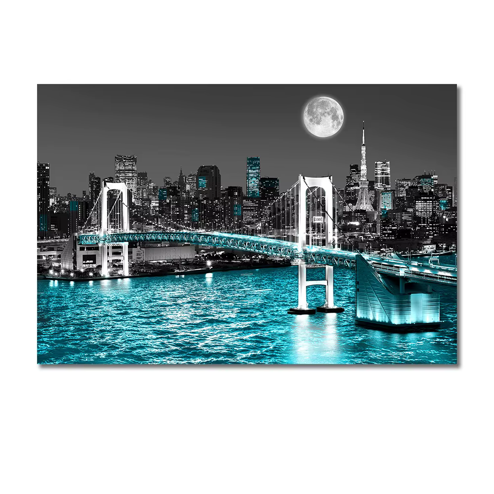 Toile d'art mural de paysage de horizon urbain de New York, peinture abstraite, affiches de construc