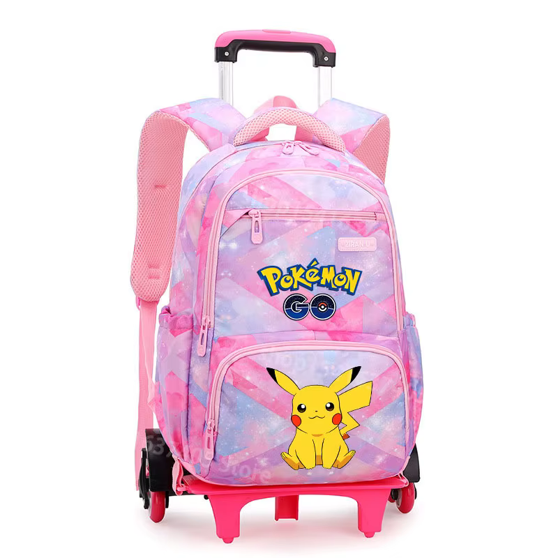 Sac à dos à roulettes Pokémon mignon de haute qualité, imperméable, multi-couches, grande capacité, 