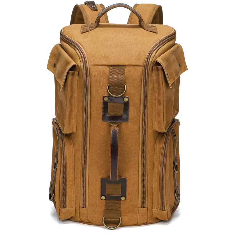 Sac à dos en cuir vintage pour homme et femme, sac à dos en toile cirée, sac à dos de voyage à main,