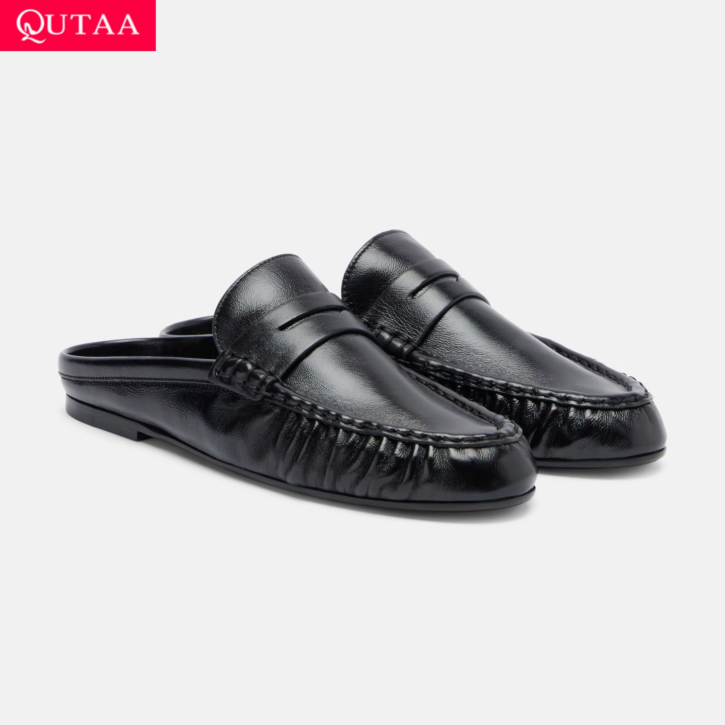 QUTAA – chaussures plates pour femmes, mocassins, mules à bride arrière, chaussures d'été décontract