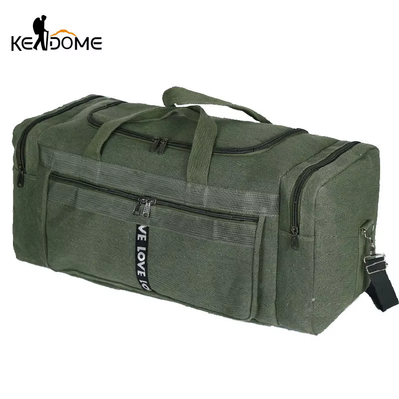 Grand sac polochon de voyage en toile imperméable pour hommes, sacs de rangement de bagages à bandou