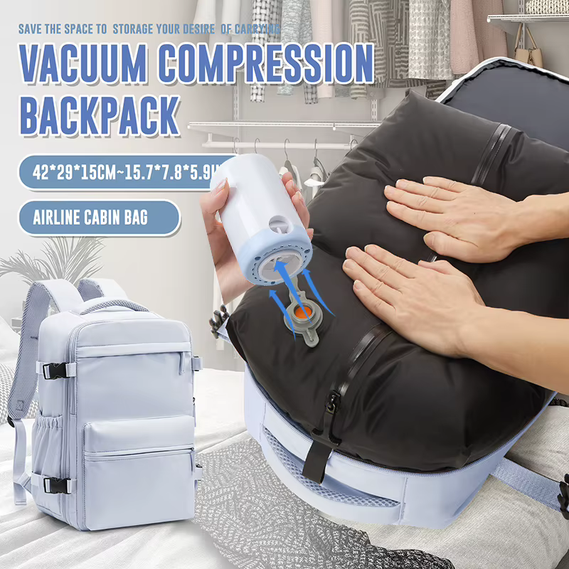 Sac à dos à compression sous vide avec pompe, sac de cabine Wizzair Easyjet, sac à dos de voyage pou