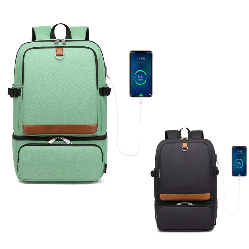 Sac à dos isotherme noir pour ordinateur portable, sacs isothermes, compartiment USB, sacs à dos éta