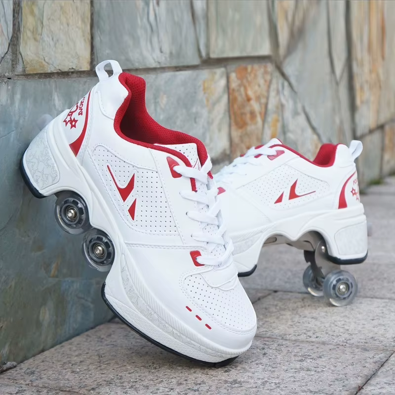 Chaussures à roulettes Parkour unisexes pour enfants, patins à roulettes, patinage, course à pied, 4